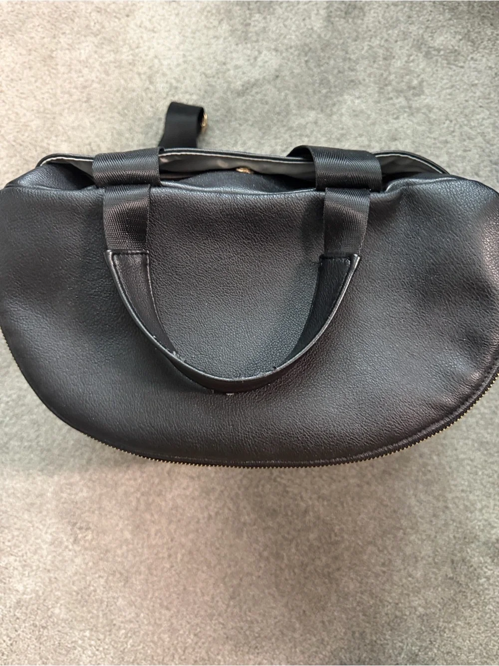 Black Leather Baby Bag Backpack - Unbranded